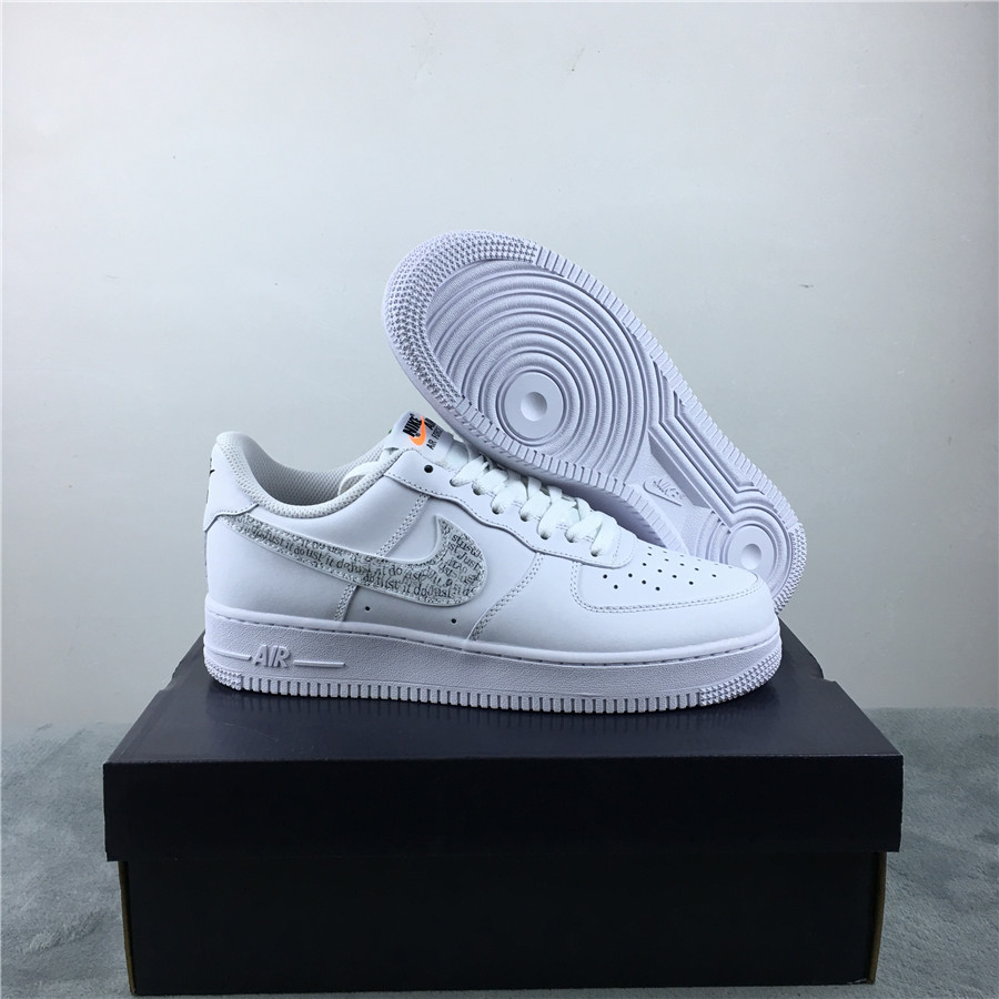 Nike Air Force 1 AF1 Just Do It White Grey Shoes - Click Image to Close